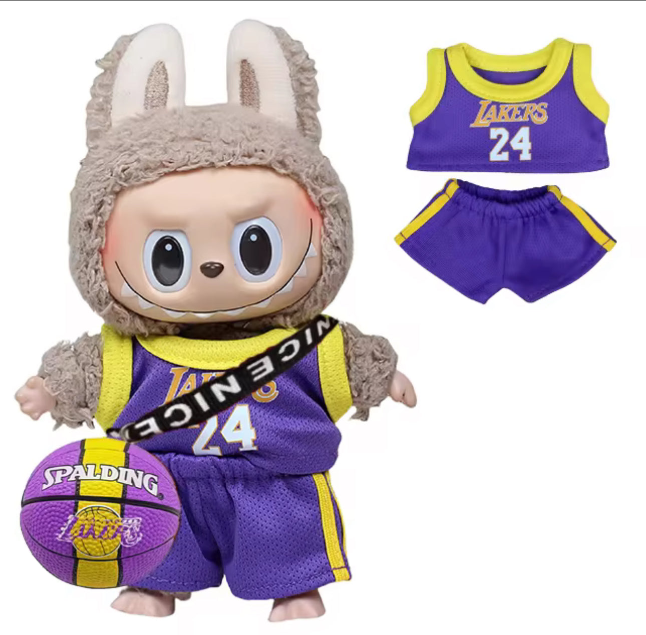 Conjunto de camisetas de baloncesto de la NBA Labubu - Edición Lakers n.° 24