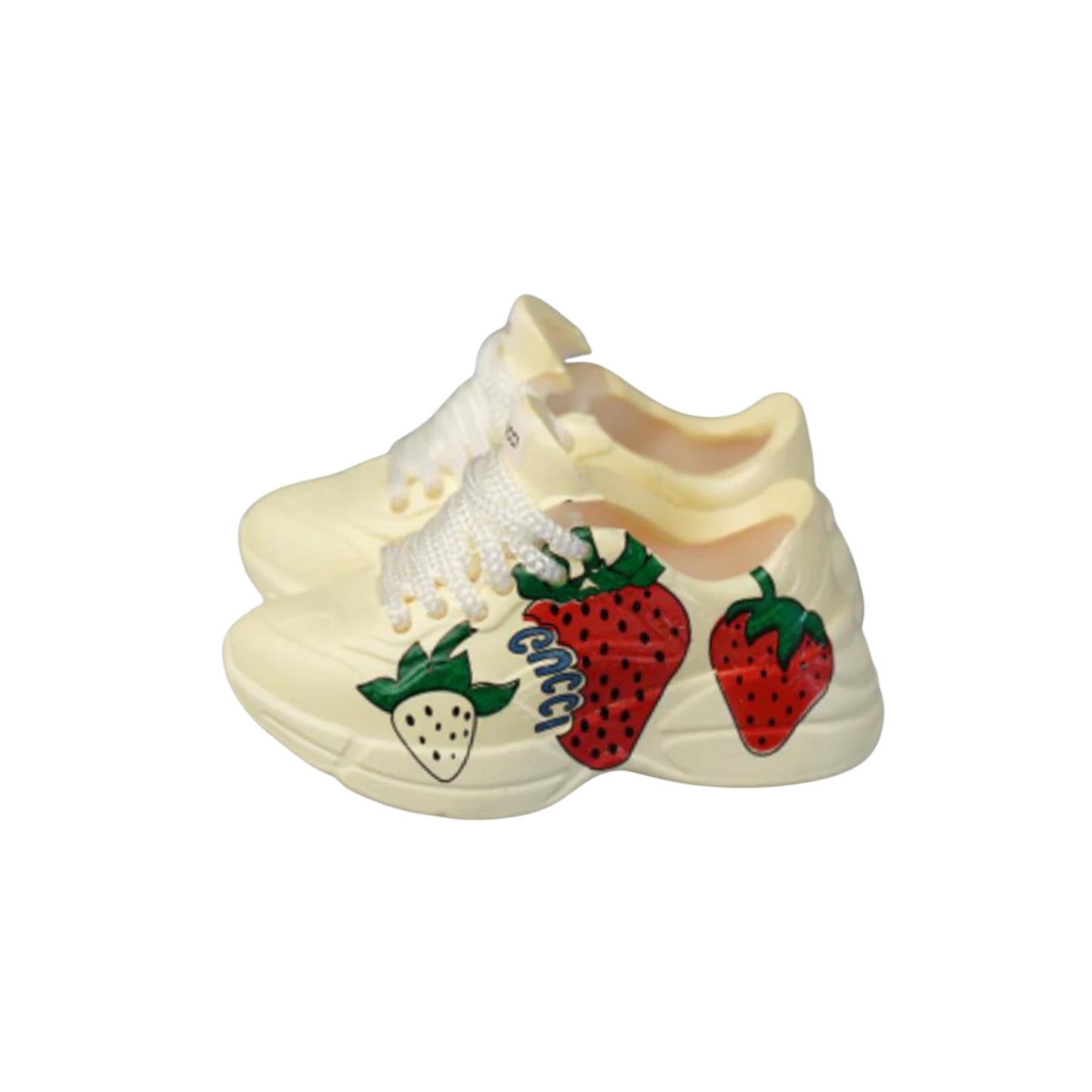 Labubu GG Inspired Strawberry Print Trainers - Cream
